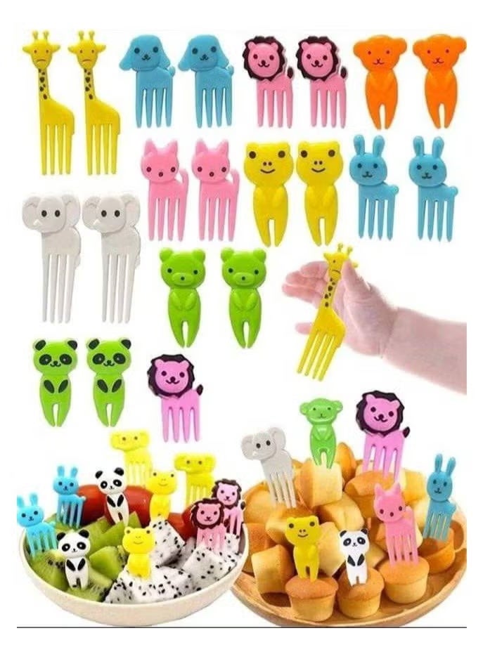 10Pcs Animal Food Picks for Kids Mini Cute Cartoon Forks Reusable Funny Fruit Picks for (Assorted Color) - Image 3