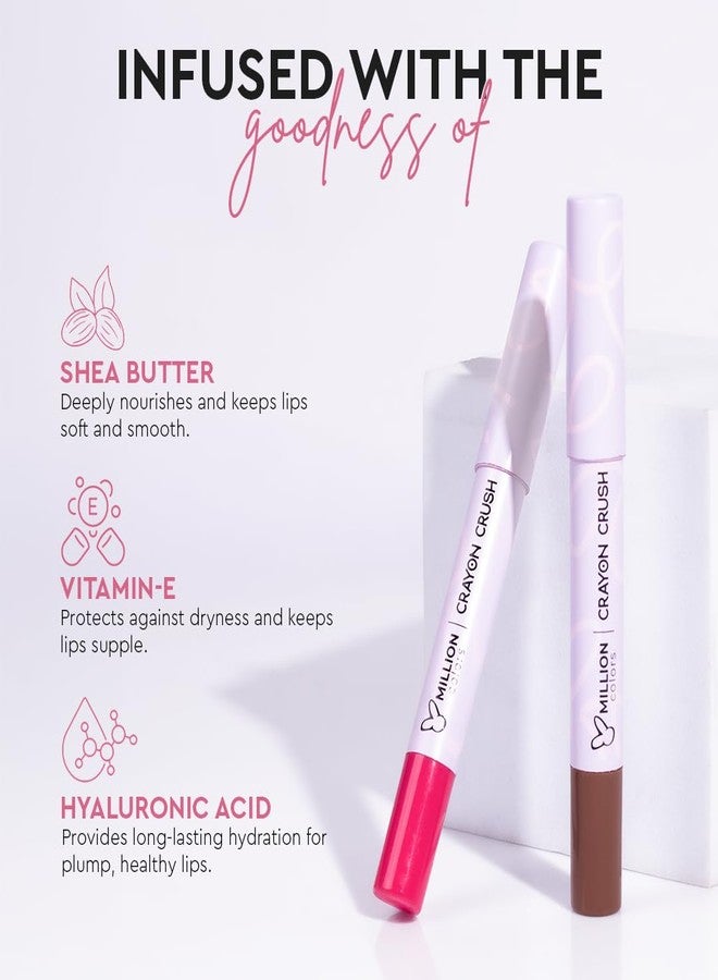Million Colors Lip Crayon Lipstick | 8H Long-Lasting Matte | Hydrating & Lightweight | Highly Pigmented | Smudge-Proof & Transfer-Proof | Hyaluronic Acid & Shea Butter (Rosewood 07, 3g) - Image 3