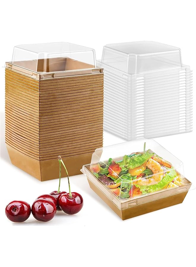 Green Tiger 50 Pack Charcuterie Boxes with Clear Lids,Brown Oil-Proof Kraft Paper Dessert Boxes,Bakery Boxes Food Containers for Sandwich,Macaron, Cookies, Mini Cakes, Strawberries Packing Box