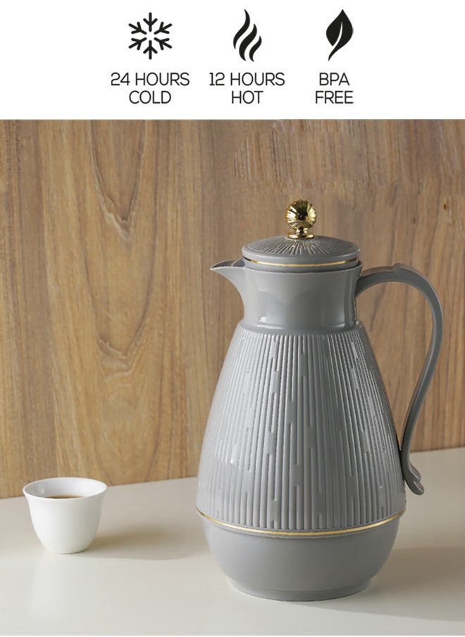 REEM Tea/Coffee Flask 1L Grey/Gold  - Image 1