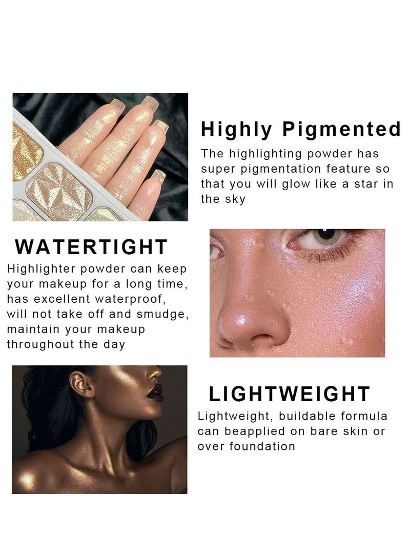 Generic 8 Colors Face Body Cheek Diamond Shimmer Highlighter Makeup Palette  - Image 4