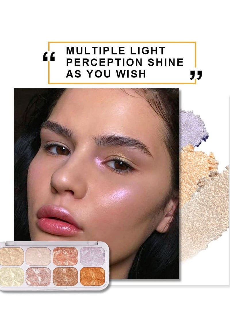 Generic 8 Colors Face Body Cheek Diamond Shimmer Highlighter Makeup Palette  - Image 5