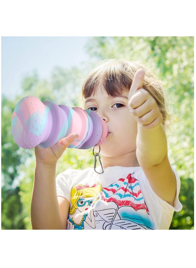 SYOSI Water Bottle for Kids, Portable Foldable Silicone Water Bottles, Collapsible Leak Proof Drink Bottles with Lanyard Straps for Girls and boys, BPA Free(Pink) - Image 5