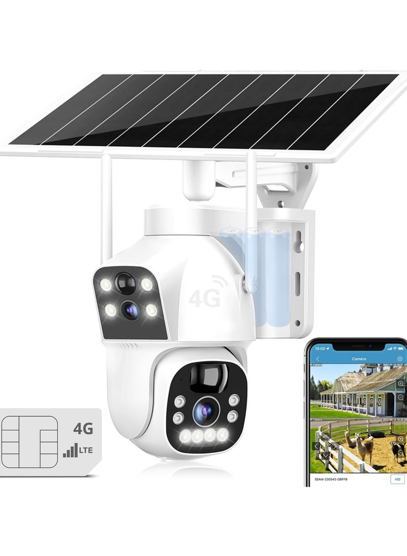 Generic 3G/4G LTE Cellular Solar Security Camera Outdoor Wireless, Solar Operated Surveillance Camera No WiFi, Dual Lens with SIM Card  - Image 1