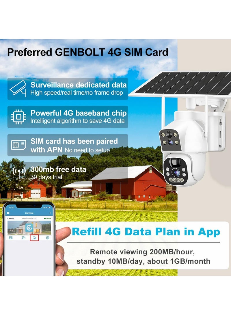 Generic 3G/4G LTE Cellular Solar Security Camera Outdoor Wireless, Solar Operated Surveillance Camera No WiFi, Dual Lens with SIM Card  - Image 3
