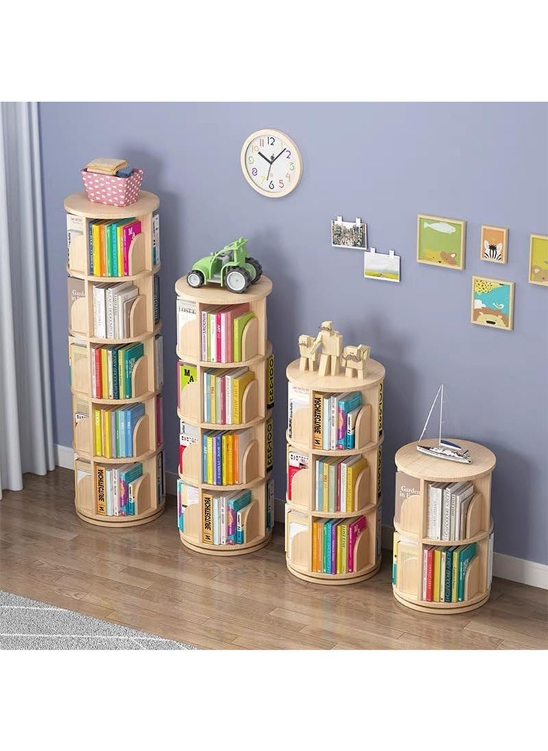 GT-Wheel - 360° Rotating Bookshelf 5 Tiers Tall Bookcase Corner Floor Standing Display Storage Shelf Book Organizer for Living Room Bedroom - Image 1