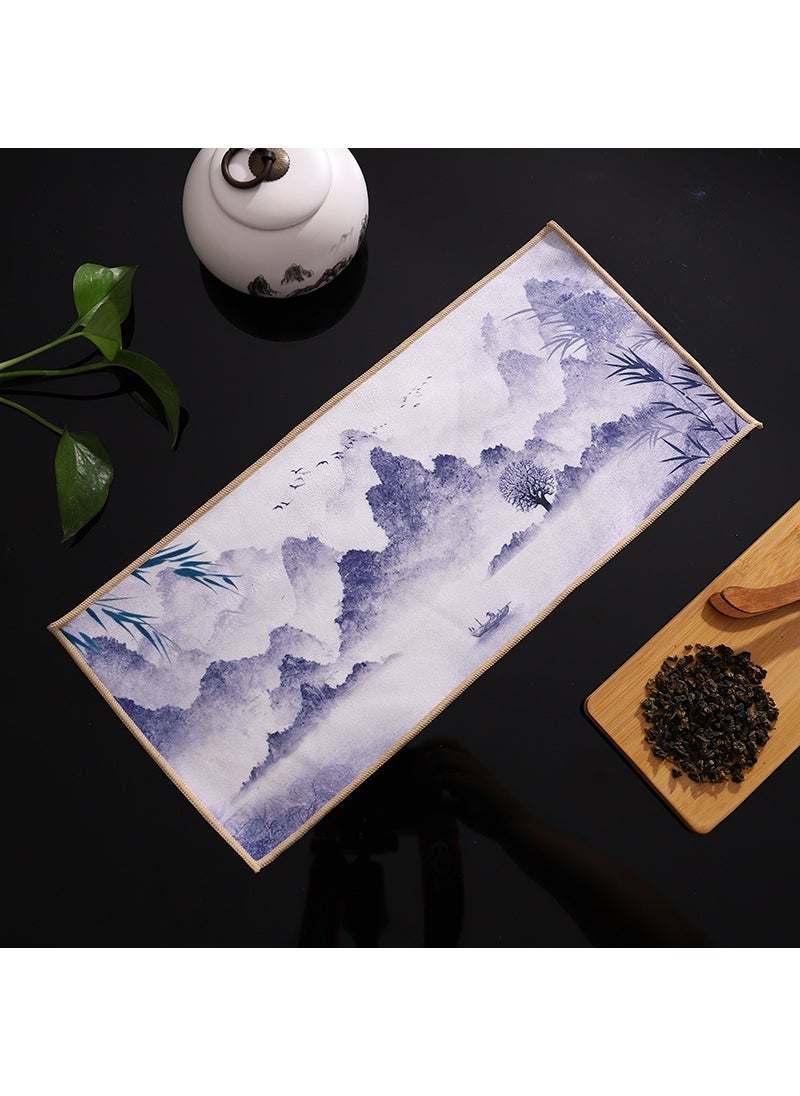 [Source Manufacturer] Antique Thickened Absorbent Tea Towel logo Suede High-grade Chinese Painted Tea Cloth Ink landscape