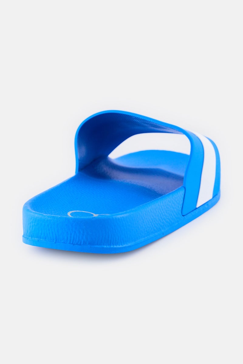 Ocean Pacific Men Brand Logo Slip On Slides, Blue  - Image 3
