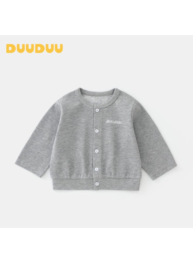 Duuduu Kids Children's Autumn Jacket Cardigan Thin Top Baby Long Sleeve Boys Girls Outerwear Gray 110 - Image 1
