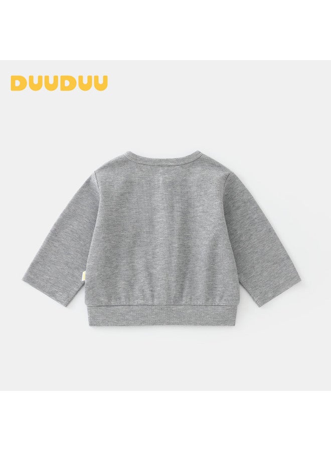 Duuduu Kids Children's Autumn Jacket Cardigan Thin Top Baby Long Sleeve Boys Girls Outerwear Gray 110 - Image 2