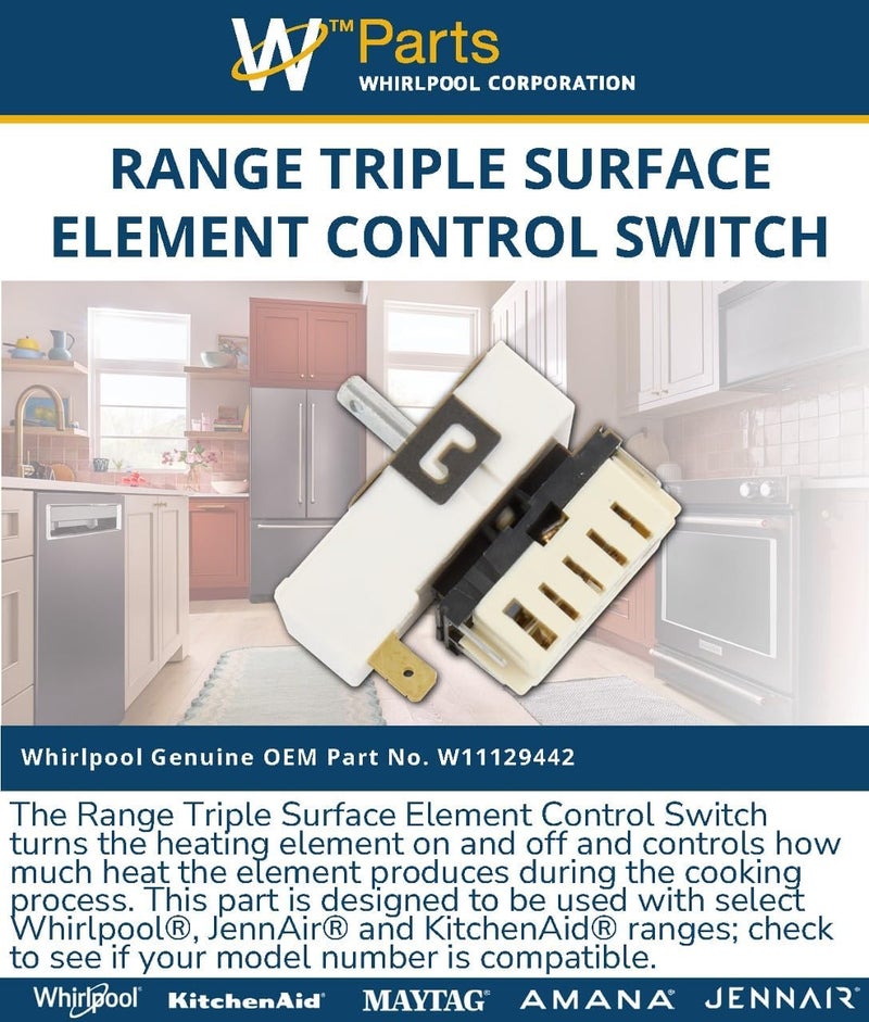 Whirlpool W11129442 Range Triple Surface Element Control Switch Multi - Image 5