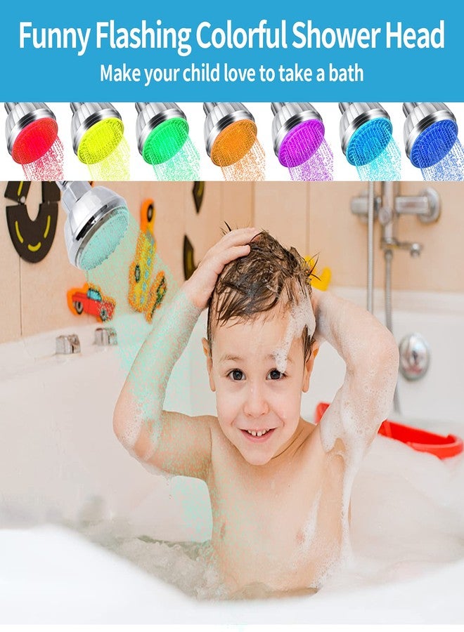 DOUBLE 2 C LED Shower Head with Light, 7 Color Light Automatically Changing LED Fixed Rainfall Adjustable High Pressure Quiet Light up Shower Heads Easy Installation for Kid Adult - Image 3