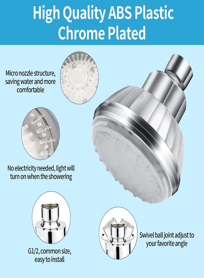 DOUBLE 2 C LED Shower Head with Light, 7 Color Light Automatically Changing LED Fixed Rainfall Adjustable High Pressure Quiet Light up Shower Heads Easy Installation for Kid Adult - Image 2