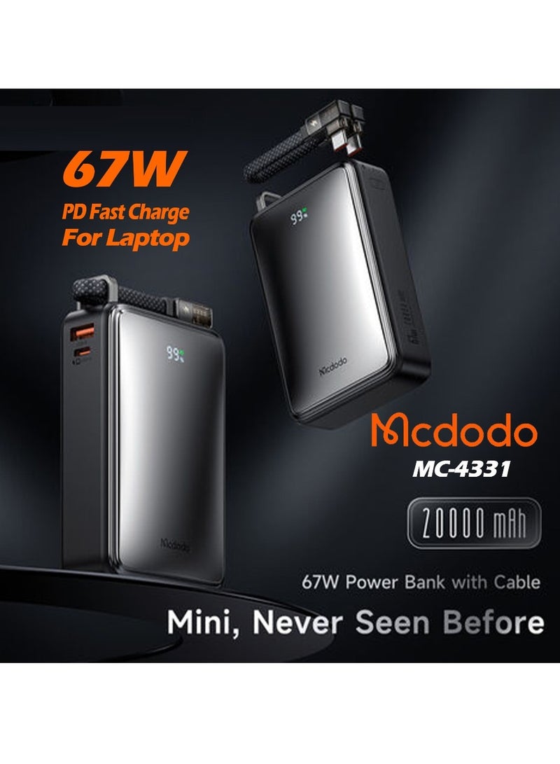 Mcdodo Mc-4331 Black 20000 Mah 67w Ultra Mini Digital Display Powerbank - Image 4