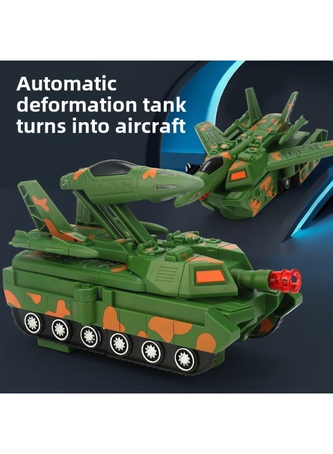 Children's Puzzle Transformation Tank Aircraft Armored Car Universal Light Music Electric Toy Model Robot Boy-Color:Universal Aircraft Turns Into A Tank  Rechargeable Model - Image 2