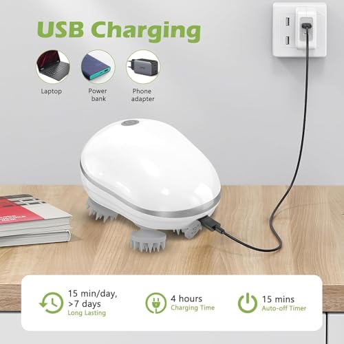 Blase enterprise Head Massager For Scalp | Rechargeable Electric Scalp Massager For Hair Growth | 96 Silicon Kneading Points With Detachable Heads (Scalp Head Massager) - Image 3