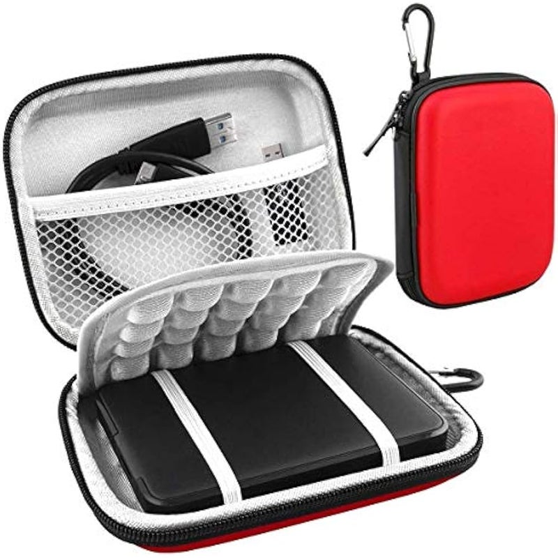 Hard Drive Carrying Case for Western Digital WD My Passport Ultra WD Elements SE wd Gaming Drive Portable External Hard Drive 1TB 2TB 3TB 4TB 5TB USB 3.0 2.5 inch HDD Shockproof Travel Bag, Red - Image 1