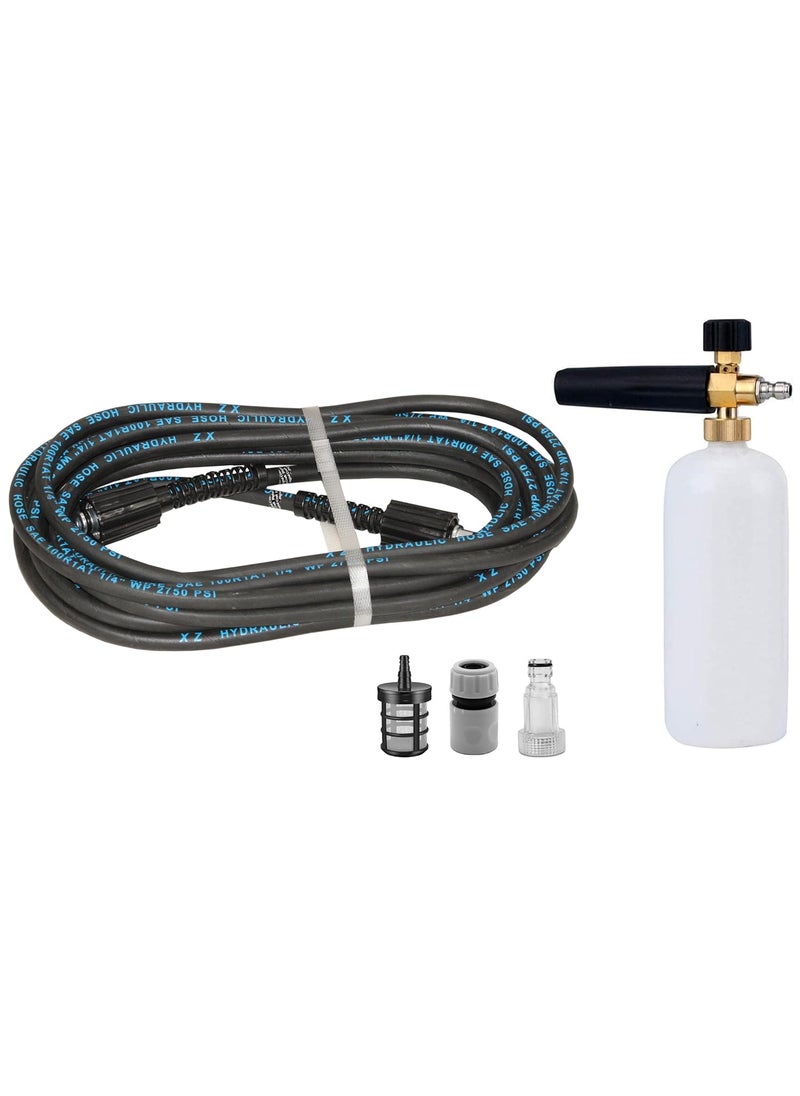 Digital Craft Digital Craft Hydraulic Pressure Washer Hose Pipe 2750PSI M2215 14mm High Pressure Washer Hose Spray Water Hydraulic Pressure Washer Pipe 8MTRSnow Foam Lance Gun3Pc Filter Connector 