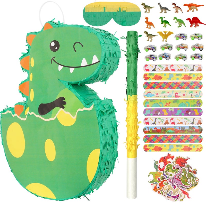 PATIO CHOICE 80 Pcs Dinosaur Piata Set for Kids Birthday Party 157 Inch Large Piatas Include Dinosaur Piata Stick and Blindfold Dinosaur Party Favors for Party Carnivals Festivals Decorations - Image 2