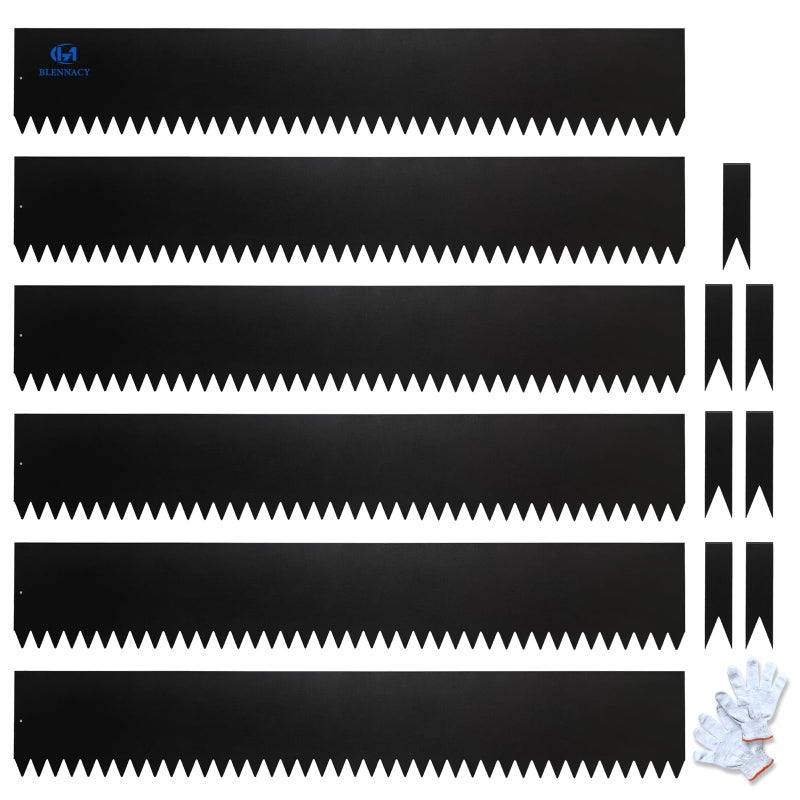 BLENNACY Metal Landscape Edging 6 Pack 40" L x 6" H,Galvanized Bendable Metal Garden Edging,Hammer- in Steel Landscape Edging with a Pair of Gloves and 7 Clips,Black (20 FT Total) - Image 1