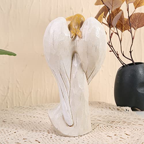 Hodao 8.9inch Resin Praying Angel Sculpture Figurine for Gifts Home Decoration Praying commemorating Angel Statue, exquisitely Carved and Hand-Painted Characters (with Hear) - Image 3