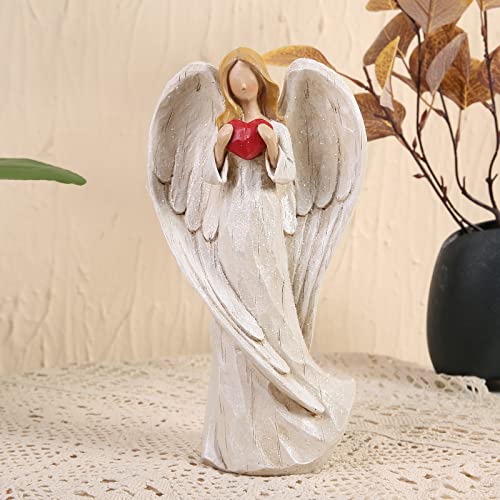 Hodao 8.9inch Resin Praying Angel Sculpture Figurine for Gifts Home Decoration Praying commemorating Angel Statue, exquisitely Carved and Hand-Painted Characters (with Hear) - Image 4