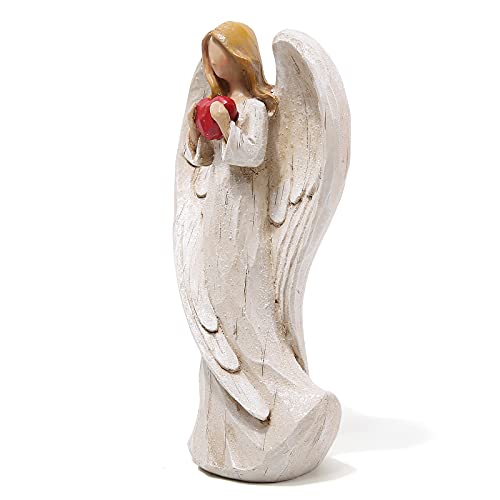 Hodao 8.9inch Resin Praying Angel Sculpture Figurine for Gifts Home Decoration Praying commemorating Angel Statue, exquisitely Carved and Hand-Painted Characters (with Hear) - Image 2