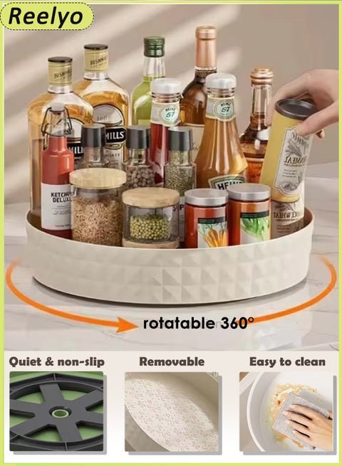 Kitchen storage rack, household seasoning rotating storage rack, PP plastic Spice Rack,Spice Organizer Cabinet,360° Rotate Counter Storage Rack, Kitchen Organizer Turntable Design Spice Storage,Modern Spice Rack Fruit dish, Suitable for Cabinets, Refrigerators, Dining Tables and Tabletops