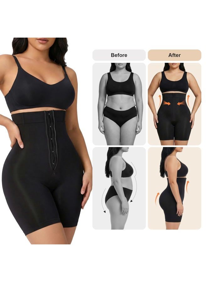 SHAPERX High-Waisted Tummy Control Shapewear for Women Seamless Zip-Up Easy-On Body Shaper Shorts Slimming Fit Underwear, Black, XL - Image 5