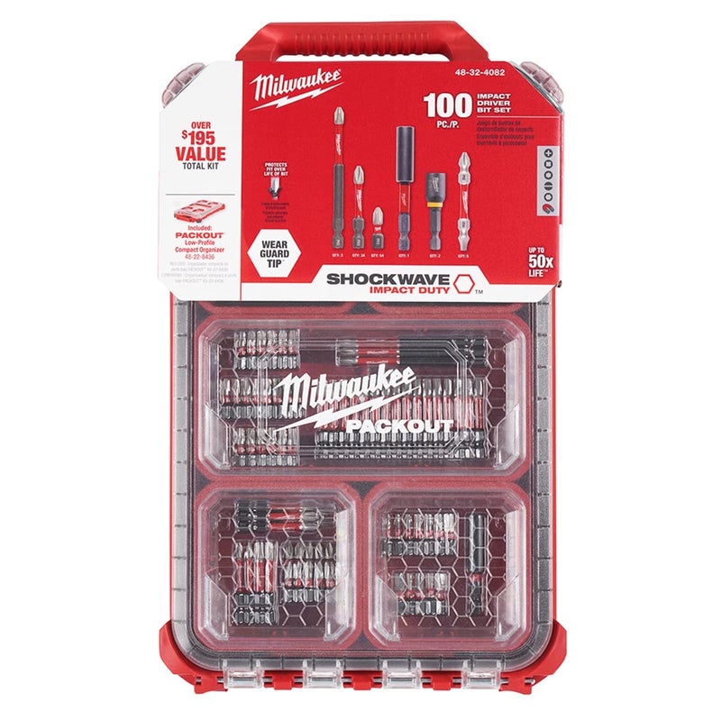 Milwaukee Shockwave 100pcs Impact Driver Bit Set Packout - Image 1
