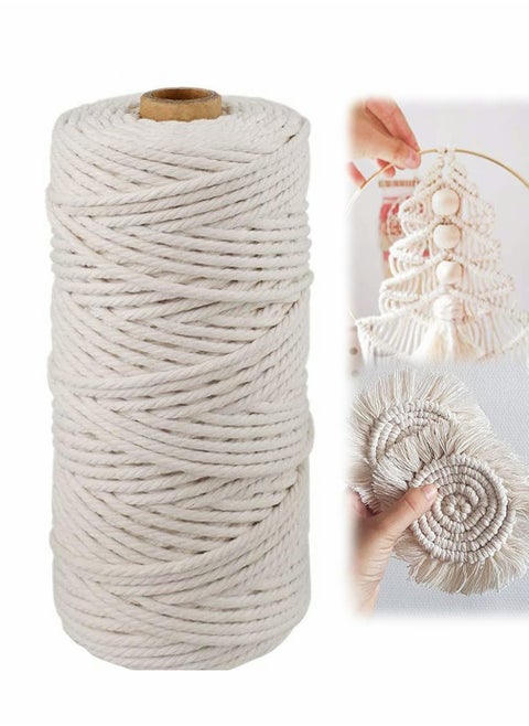 Macrame Cord,Natural Cotton Macrame String Twine,100 M, 3 MM Kitchen Bakers String for DIY Crafts,Tying Meat,Making Sausage and Packaging Decoration Macrame Hanging Yard