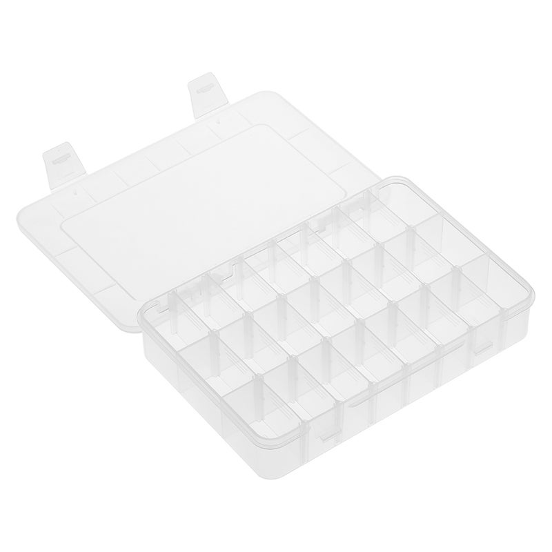 Plastic Jewelry Organizer Box 24 Grids Clear Storage Transparent Container Compartment Box with Adjustable Dividers - Image 5