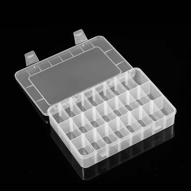 Plastic Jewelry Organizer Box 24 Grids Clear Storage Transparent Container Compartment Box with Adjustable Dividers - Image 3