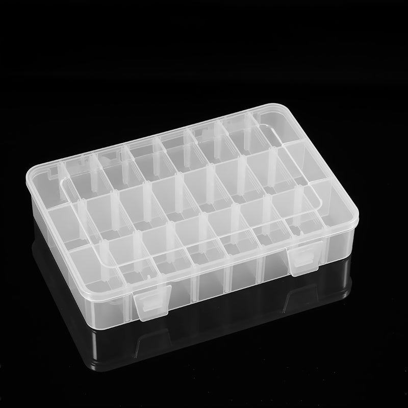 Plastic Jewelry Organizer Box 24 Grids Clear Storage Transparent Container Compartment Box with Adjustable Dividers - Image 4
