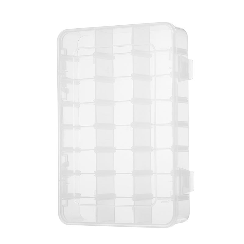 Plastic Jewelry Organizer Box 24 Grids Clear Storage Transparent Container Compartment Box with Adjustable Dividers - Image 1
