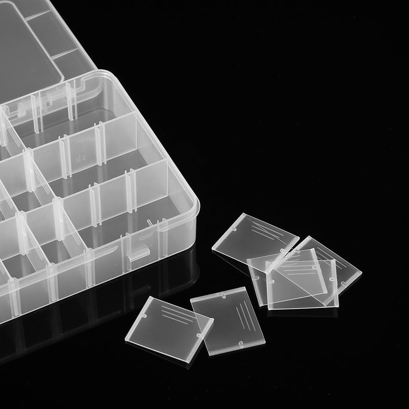 Plastic Jewelry Organizer Box 24 Grids Clear Storage Transparent Container Compartment Box with Adjustable Dividers - Image 2