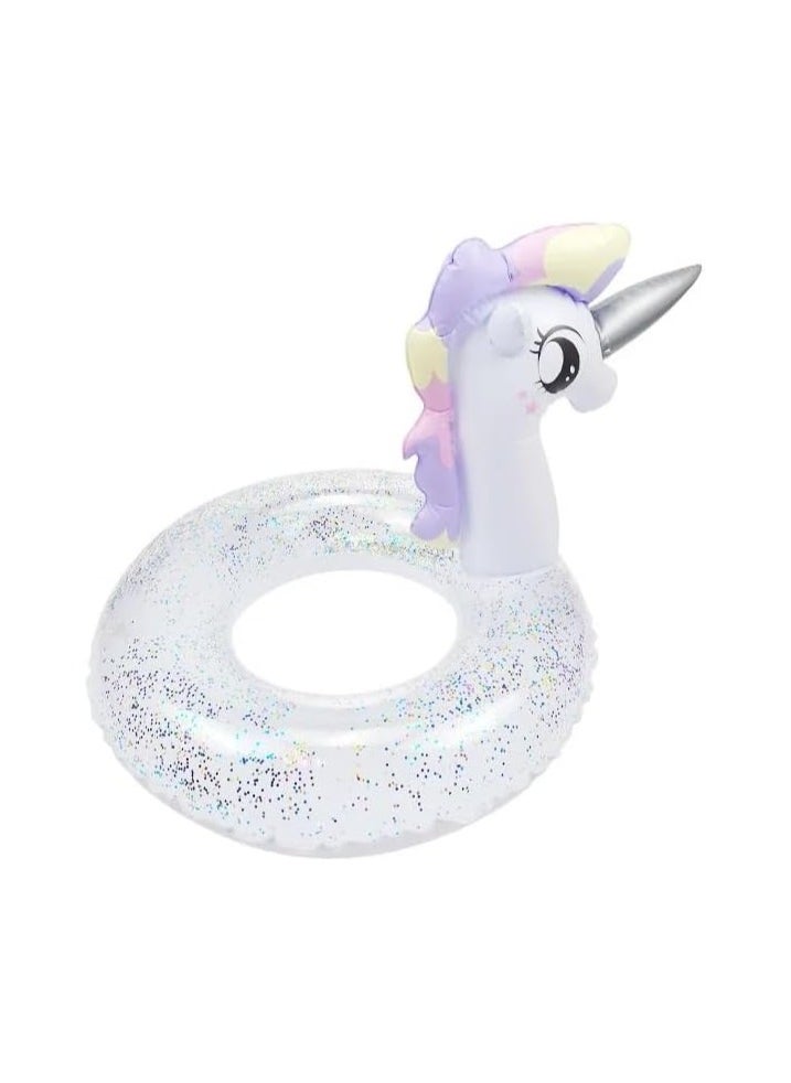 VIO Fun Kids Floating Swimming Ring Inflatable  Tube for Beach Pool Party Swim Circle Floaties with Sparkle Confetti Water Play Toys Toddlers Boys Girls Colorful Design Safe Durable Summer Fun Easy  - Image 2