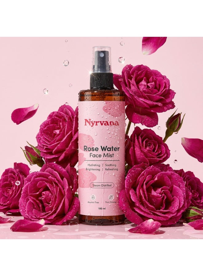 Nyrvana Rose Water Face Mist 100ml (3.4 fl oz) | Pure Steam-Distilled | Tones Hydrates & Brightens | Natural Facial Spray Toner for All Skin Types - Image 2