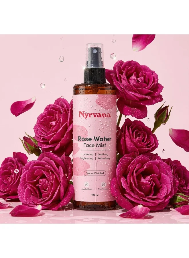 Nyrvana Nyrvana Hydrating Face Mist - Rose Water - For Glow & Hydration - 100% Natural, Alcohol Free Toner Spray for All Skin Types - 100ml