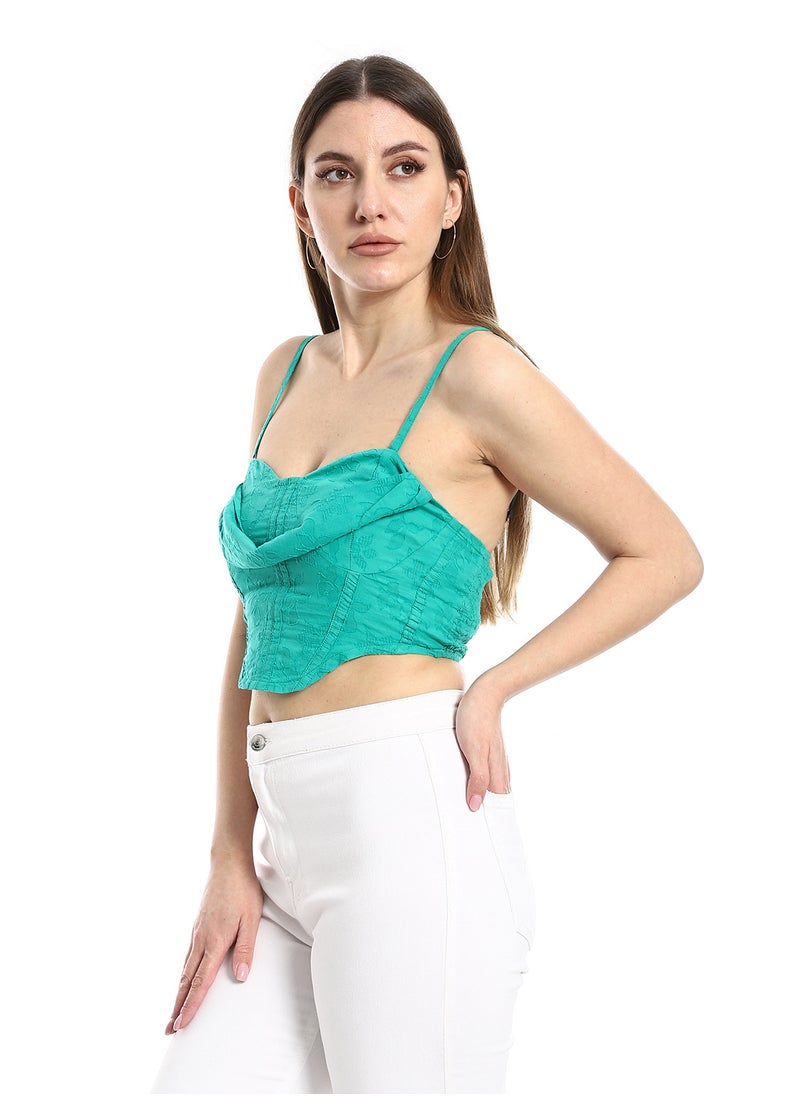 MERCH Crop blouse with thin straps in green  - Image 2
