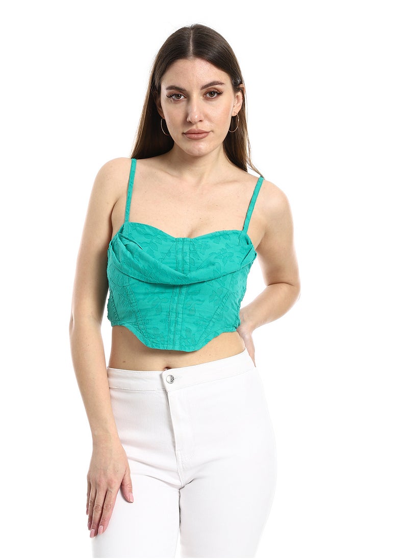 MERCH Crop blouse with thin straps in green  - Image 1