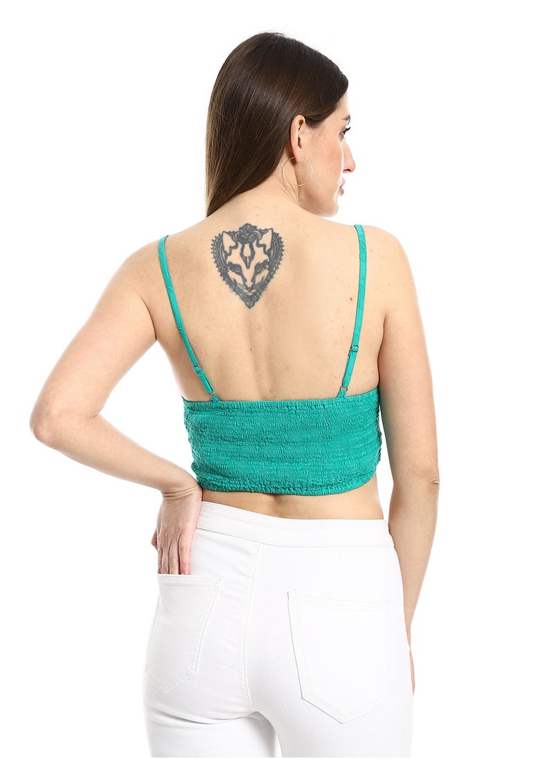 MERCH Crop blouse with thin straps in green  - Image 3