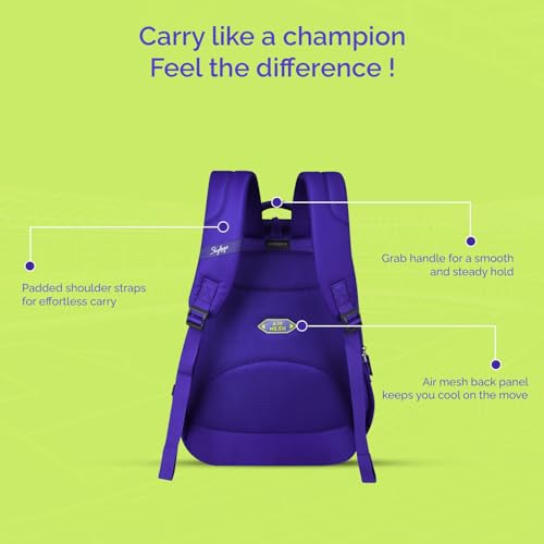 Skybags Klan V2 04 Basketball 38 Liters Premium Polyester Fabric School Backpack for Kids with Multiple Compartments and Adjustable Strap - Boys & Girls (Blue) - Image 2