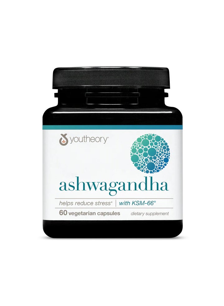 youtheory - Ashwagandha 60 Vegetarian Capsules - Image 1