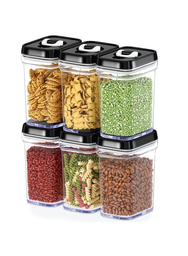DWÃ‹LLZA KITCHEN Airtight Food Storage Containers with Lids â€“ 6 Piece Set Air Tight Kitchen Storage Containers for Pantry Organization and Storage - Clear Plastic BPA-Free - Keeps Food Fresh & Dry - Image 1