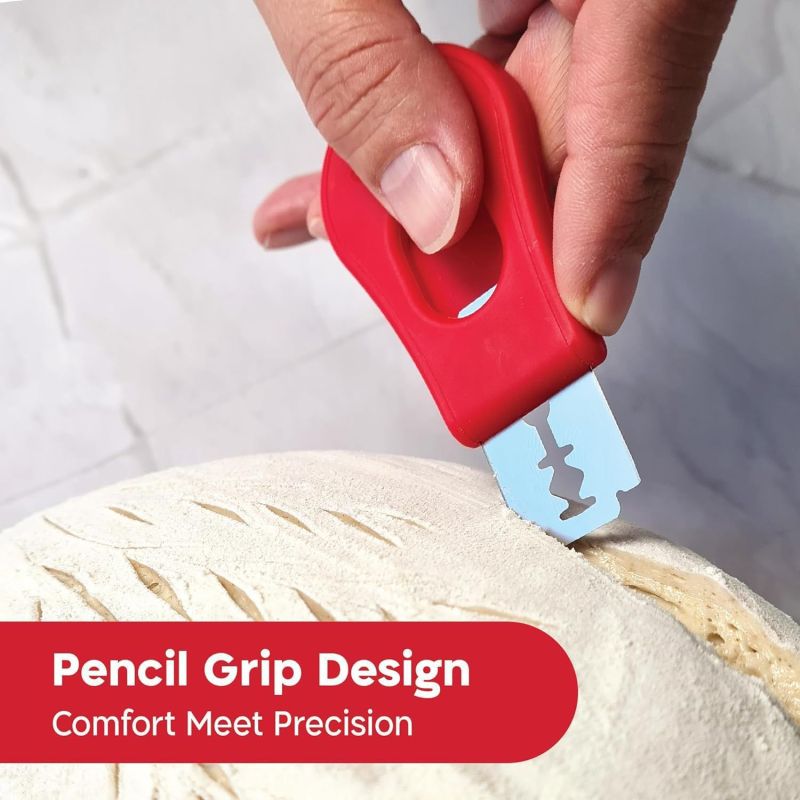 Bread Scoring Tool Red Easy to Use Dough Scraper - Precise Surface Texture Cutter for Home Baking Enthusiasts & Daily Kitchen Baking - Image 2