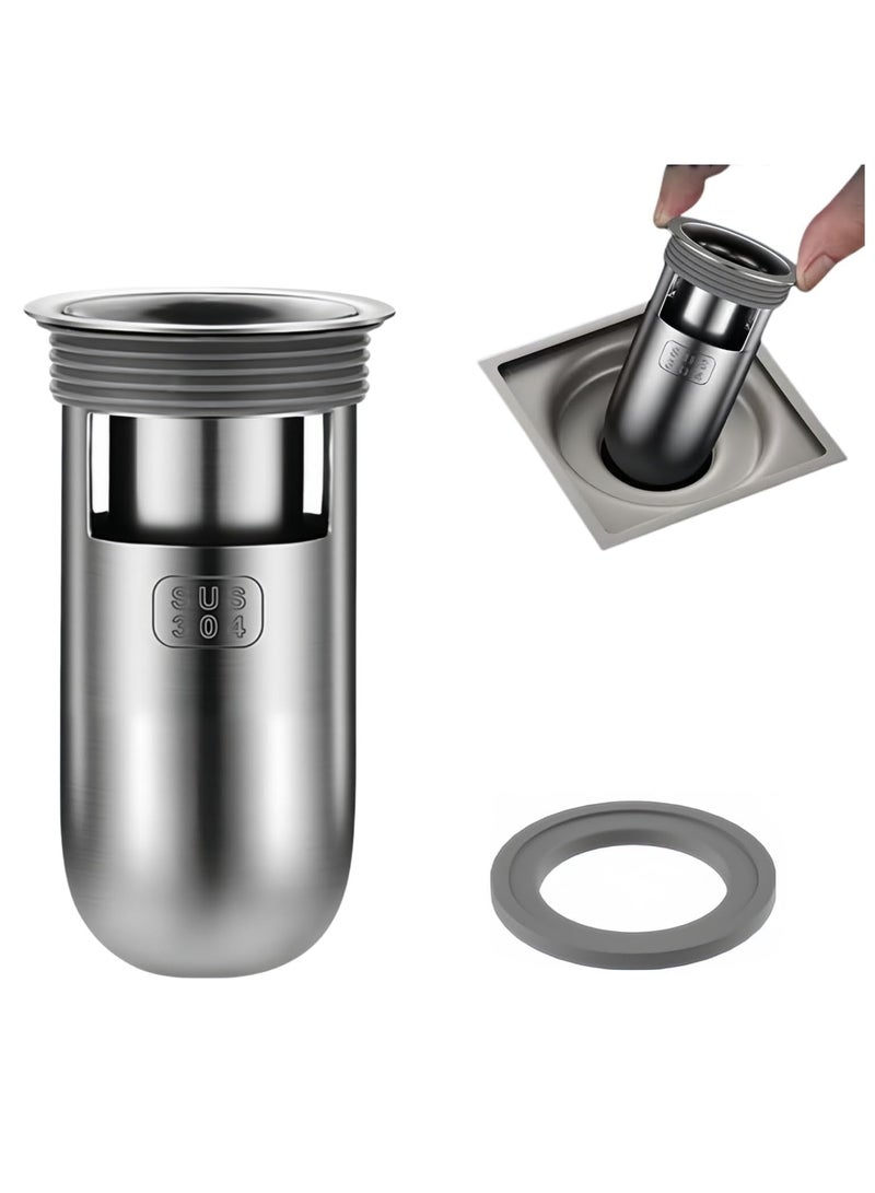 SOLARAE 2 Pack Shower Floor Drain Backflow Preventer, Drain Hair Catcher, One Way Drain Valve Sewer, 304 Stainless Steel Material, Floor Drain Odor Stopper for Bathroom (Depth 3.3'') - Image 1