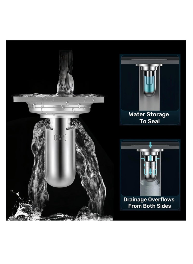 SOLARAE 2 Pack Shower Floor Drain Backflow Preventer, Drain Hair Catcher, One Way Drain Valve Sewer, 304 Stainless Steel Material, Floor Drain Odor Stopper for Bathroom (Depth 3.3'') - Image 2