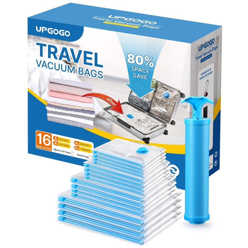 UPGOGO Vacuum Bags for Travel Space Saver Vacuum Storage Combo 16 Pack