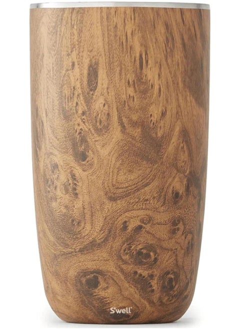 S'well Stainless Steel Wine Chiller, Holds 750ml Bottle, Teakwood, Triple Layered Vacuum Insulated Container Keeps Bottles Chilled for Longer, BPA Free Barware